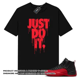 Unisex T-shirt to match Jordan 12 Flu game Sneaker - Just Do It. 100% Cotton for Casual Wear. Comfortable Summer Unisex T-Shirt to match Jordan Sneaker. Streetwear Style. urban outfitters