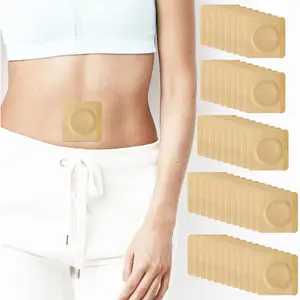 50Pcs Castor Oil Patches in Belly Button, 3.15 x 3.15inch Highly Absorbent Self-Adhesive Castor Wrap Organic Cotton, No Wash, Easy to Use, Anti-Seepage(Oil Not Included) Hypoallergenic Pack