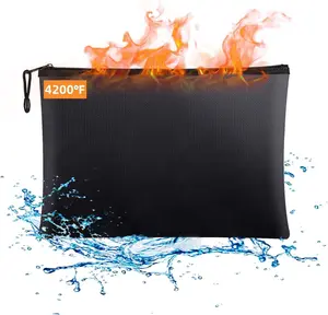 Fireproof Document Bags Waterproof and Fireproof Money Bag,Fireproof Safe Storage Pouch with Zipper for A4 Document Holder,File,Cash and Tablet