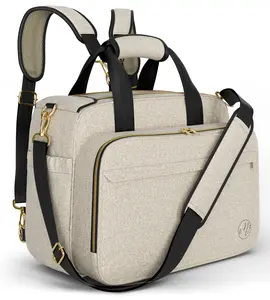 Mellories 4 in 1 Convertible Baby Diaper Bag - Converts from Tote to Backpack Stroller & Crossbody - Beige Baby Travel Bag - Gift for Moms