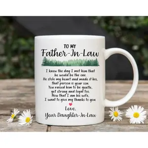 To My Father In Law Gifts, I Want To Give My Thanks To You Coffee Mug, Funny Father In Law Cup, Father Of The Groom Gifts From Bride Daughter In Law, 11 15oz Ceramic Cup