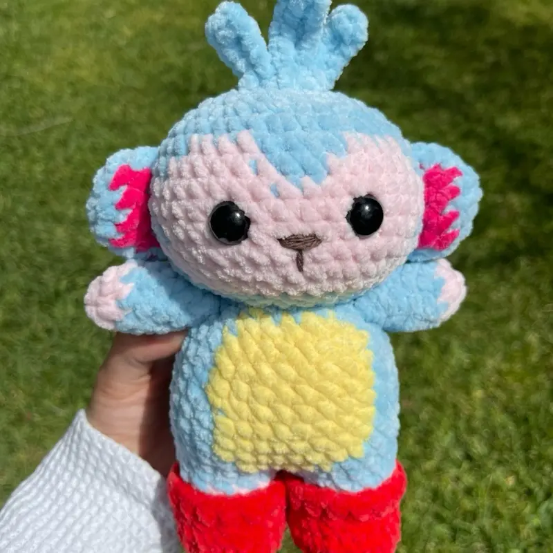 Handmade Crochet Blue Monkey w/ Boots Handmade Crochet Blue Monkey w/ Boots