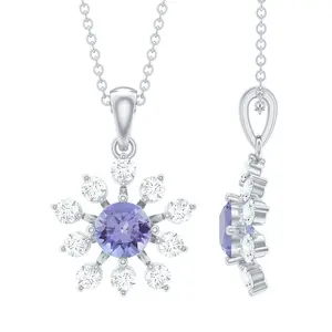 Certified Genuine Tanzanite Snowflake Necklace with Silver Chain