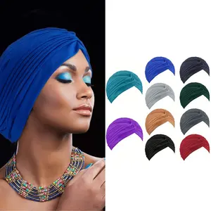 10 Pieces Stretchy Beanie Turbans for Women Soft Pre Tied Knot Chemo Turban Head Wraps for Women Sleep Hats, Multicolor