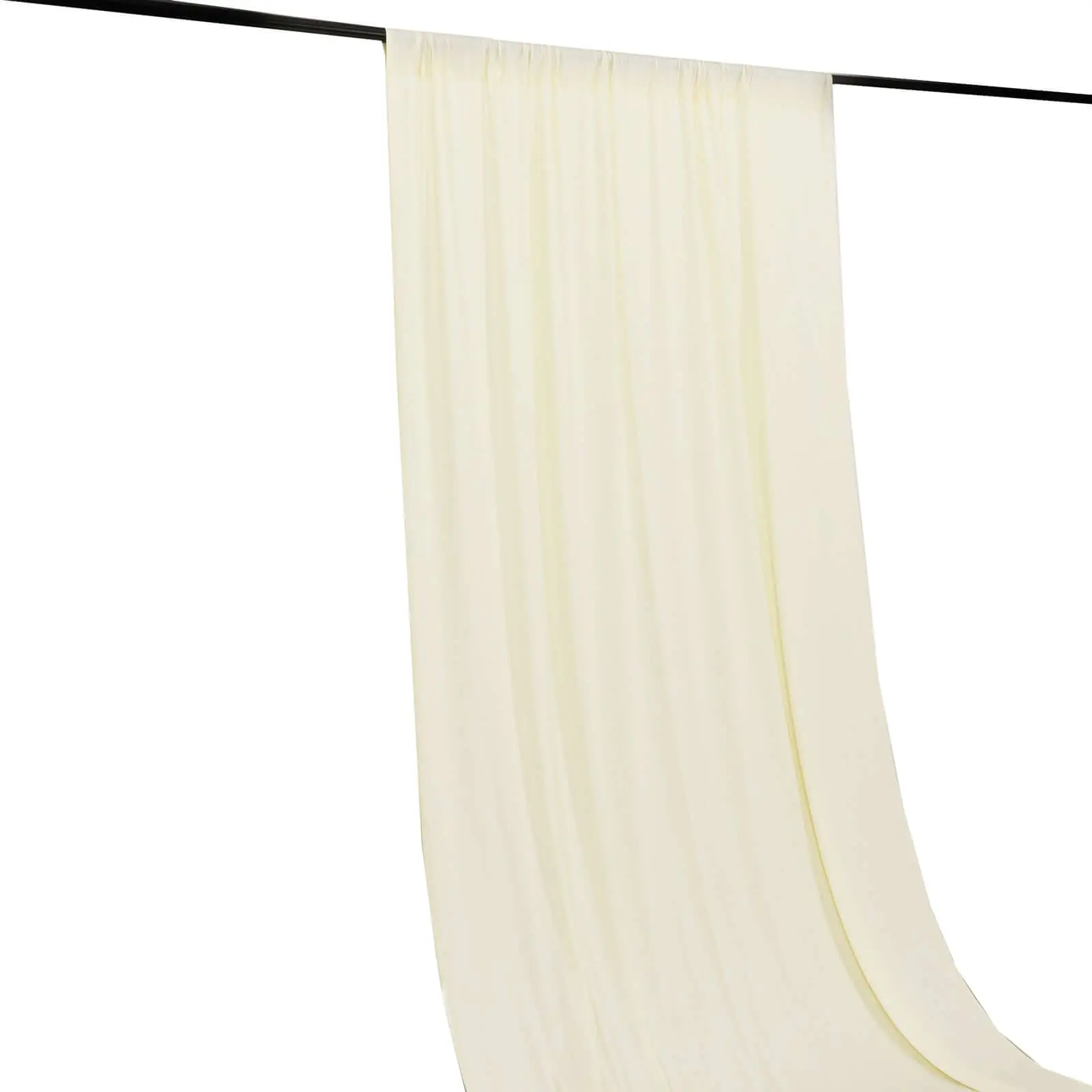 Ivory 4-Way Stretch Spandex Backdrop Drape Curtain, Wrinkle Free Event Divider Panel with Rod Pockets - 5ftx16ft