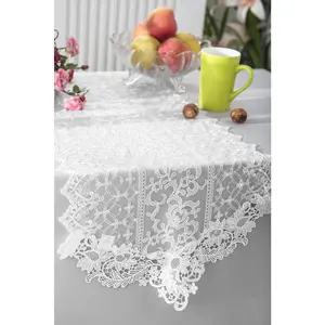 16"x108" Vintage Chantilly Lace Embroidered Table Runner - White (1pc)