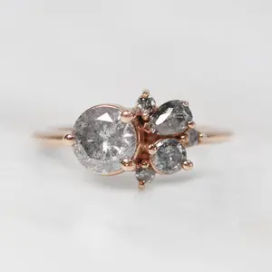 Project: Custom Abetha Salt & Pepper Gray Cluster Diamond Ring in 14k
