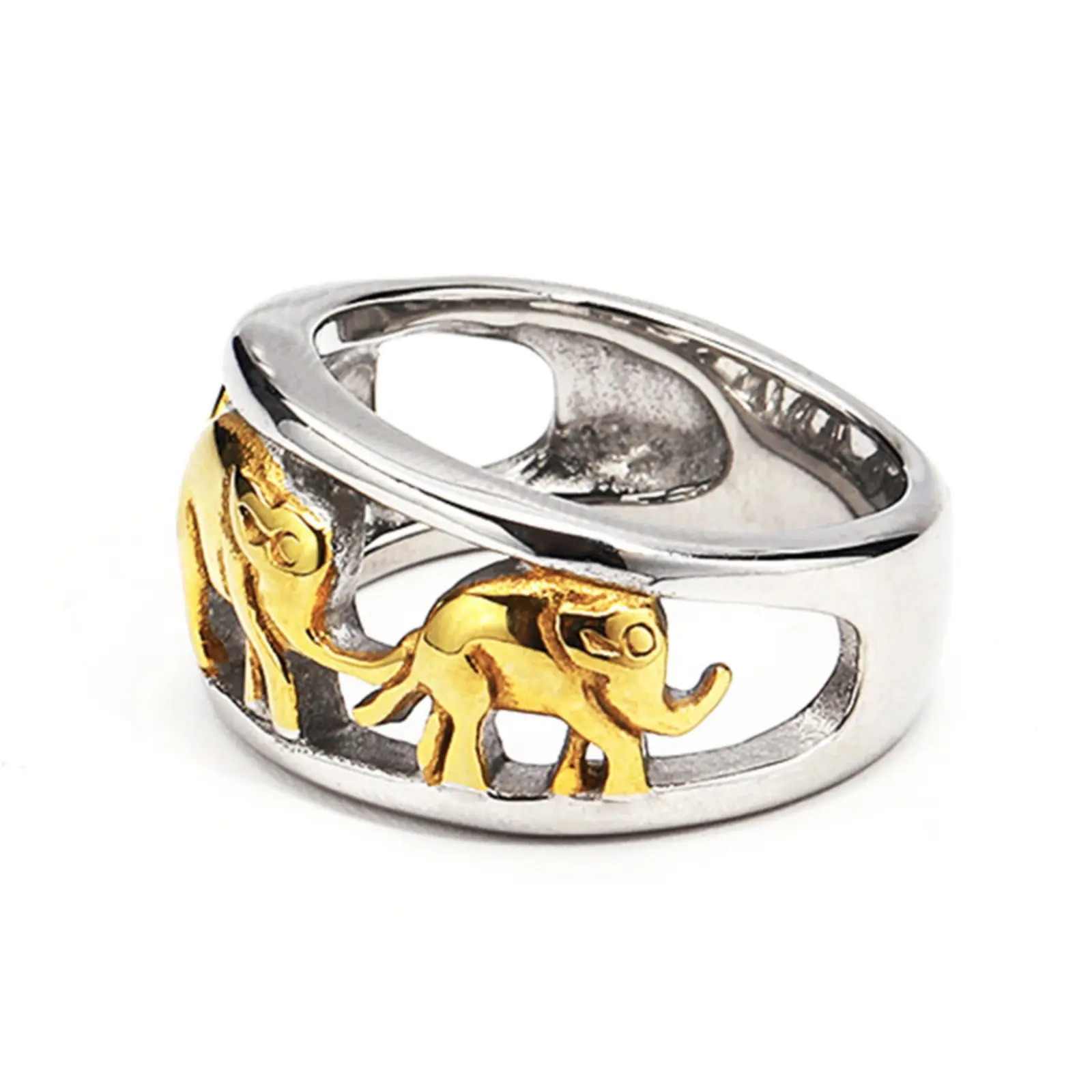 Men's Silvery Stainless Steel Geometric Retro Fashion Elephant Animals Ring - Male Stacking Ring for Daily Costume Jewelry Accessory (No Excessive Decorations), Everyday Wear, Stacking Rings