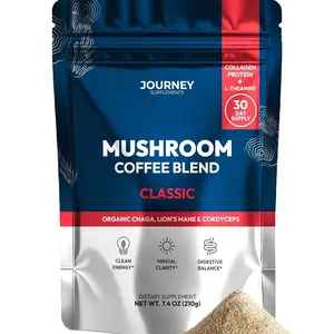 Mushroom Coffee with Collagen - Classic Blend – Adaptogenic Instant Coffee for Energy, Focus, & Mental Clarity – Enhanced with Lion’s Mane, Chaga, Cordyceps & L-Theanine (30 Servings)