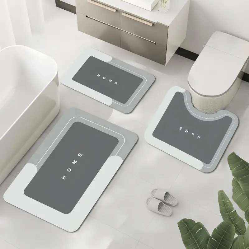 3 Pcs/Set Bathroom Non-Slip Mats That Dry Quickly, Absorb Water, And Are Soft And Comfortable, Making Them Easy to Maintain. Suitable for Restrooms And Shower Areas. Soft Highly Absorbent Soft Water Absorbent