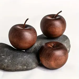 Natural Wooden Aroma Diffuser Set, Hand-Carved Apple Shape from Solid Teak Wood for Essential Oils, Long-Lasting Home & Car Fragrance Decor for Room Office Desk (2 PCS)​