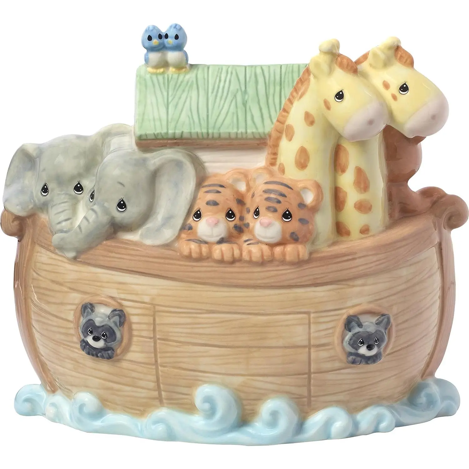 Overflowing with love noahs ark top slot porcelain nursery dcor baby bank