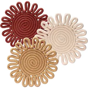 Set of 3 7.5 Inch 100% Cotton Lace Trivets Potholders Hot Mats for Hot Dishes Pots Pans Kitchen Table Decorations