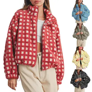 Naeduo Women's Sherpa Fleece Jacket - Casual Thick Polar Fleece Coat with Zipper & Elastic Cuffs - Vibrant Color Block Design - Perfect for Fall & Winter Wear