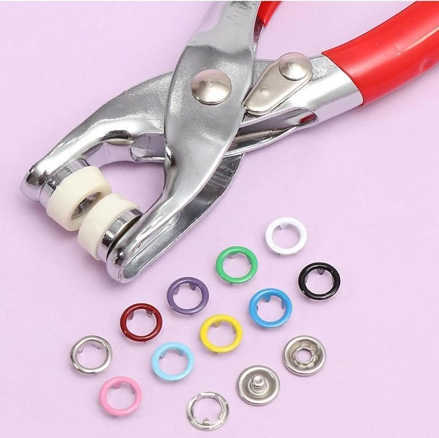 Sewing Kit with Metal Buttons Manual Pliers Tool Included, 2026 New Sewing Kit with Metal Buttons, Button Installer for Clothing for DIY Crafts Sewing Fabric Clothes (Silver)