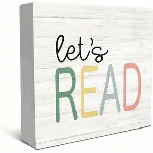 Lets Read Wood Box Sign Desk Decor, Reading Nook Decor, Gifts For People Who Like To Read, Classroom Decoration, Library Decor, Nursery Shelf Decor, Reading Corner Shelf Table Decor
