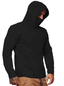 Men's 3pcs Balaclava Set, Long Sleeve Compression Face Cover Hooded Shirts, Multiple Colors Available Activewear Athletic Hoodie Athletic Workout Clothing for Workout, Outdoor Activities & Daily Leisure