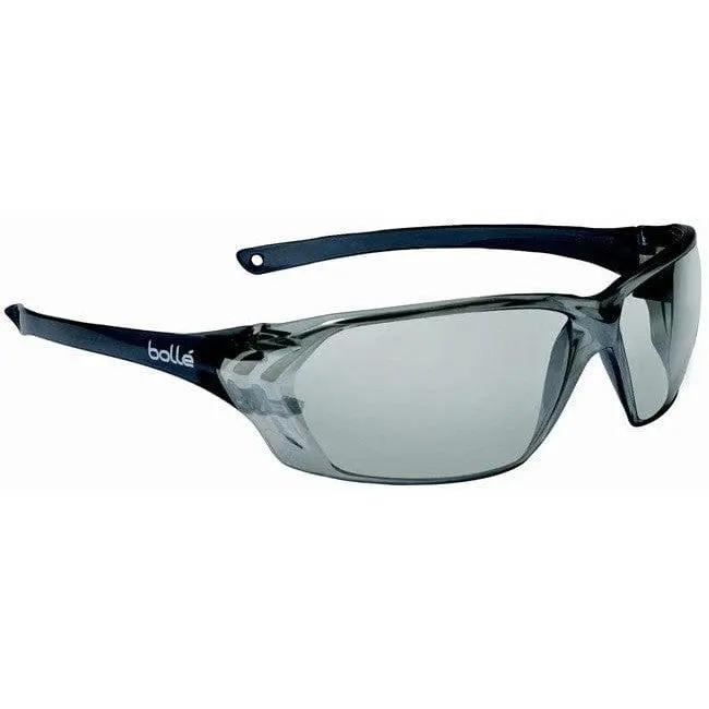 Bolle Prism ANSI Z87-Rated Adjustable Polycarbonate Safety Glasses - Black Temples, Silver Mirror Lenses, Fog Resistance, Industrial Mirror Lenses Eye Protection