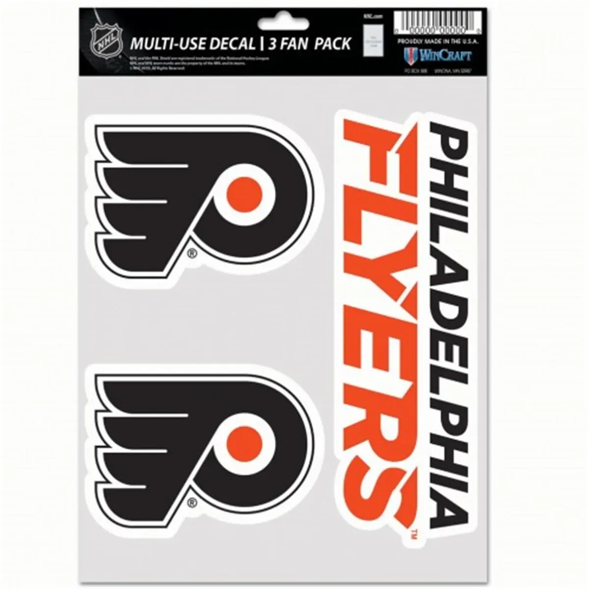 Wincraft 9416607438 NHL Philadelphia Flyers Decal Multi Use Fan - Pack of 3, Multi-Use Decals, Decal Pack, Team Logo