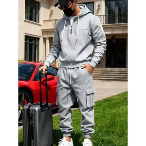 KZZ Men’s Loose-Fit Winter Workwear Set — Trendy Casual Sportswear, Heavyweight American Style, H-Type Silhouette, suitable for spring and autumn; Christmas gift for him