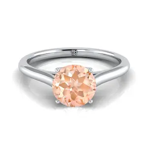 Morganite Cathedral Comfort Fit Solitaire Ring in Platinum