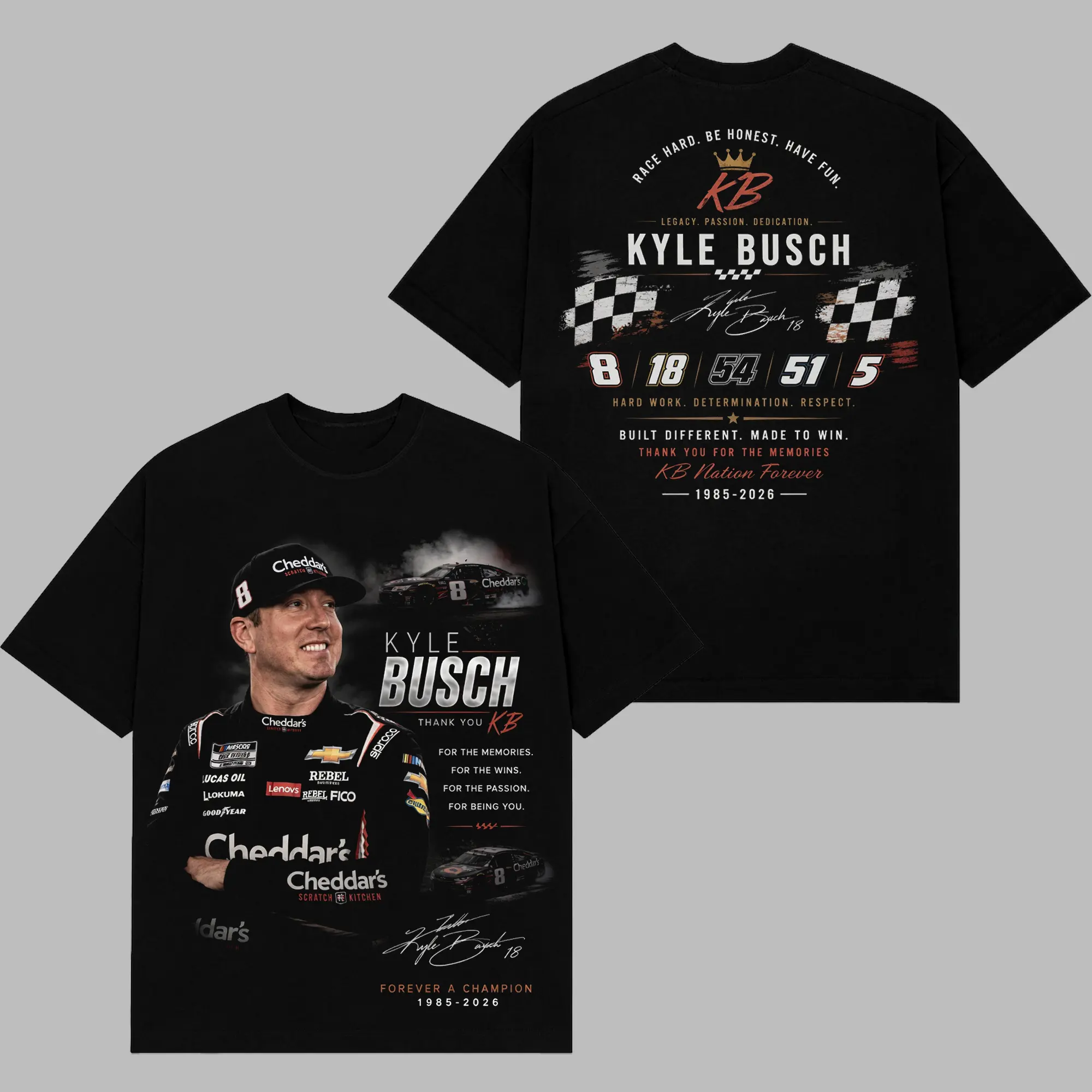 Kyle Busch RIP Gone Too Soon T-Shirt, Vintage NASCAR Racing Graphic Tee, TikTok Viral Motorsport Fan Shirt, Heavyweight Oversized Cotton Streetwear, Memorial Racing Apparel