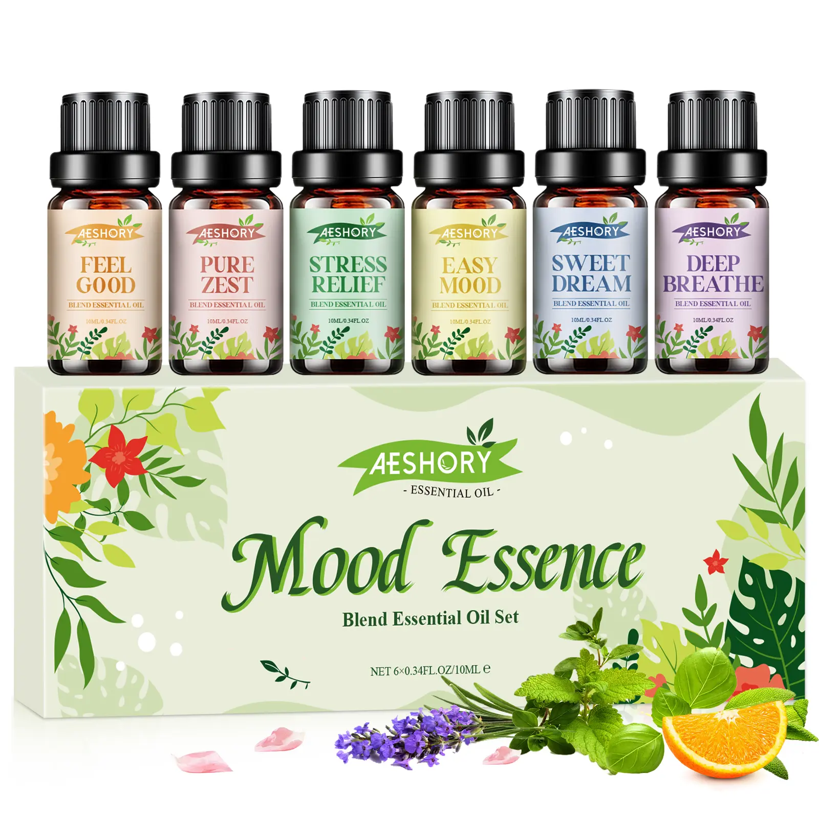 Essential Oils Blend Set,Essential Oils for Diffusers for Home,Stress Relief, Sweet Dream,Deep Breathe,Relax, Air Freshening,Aromatherapy Gifts for Women,DIY Candle Making,Humidifiers, Massage(6x10ml) Healthcare Healthy