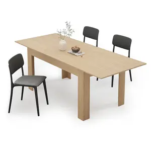 Extendable Dining Table for 6-10 Person, Wooden Dining Room Table, Modern Extendable Table for Gatherings, Meeting, Kitchen, Office Dining Areas, Natural