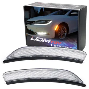 iJDMTOY Clear Lens Amber Full LED Front Side Marker Light Kit For 2015-2017 Chrysler 200, Powered by 66-SMD LED