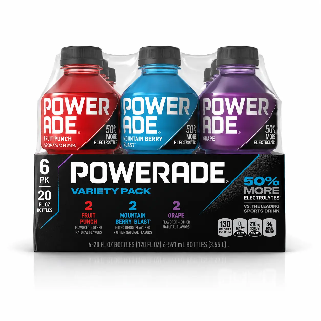 Powerade Variety Pack - 6 Bottles of 20 fl oz Mixed-Flavor Sports Drink with 50% More Electrolytes for Hydration Support