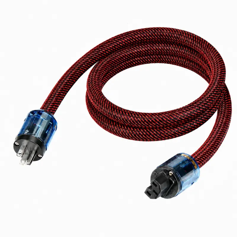 HiFi Audio Power Cord for Musical Instruments, 10AWG OFC Conductor, 17mm Outer Diameter, 1.5m/4.9ft Length, Copper Shielding,Plug & IEC C15 Connector, High-End AC Power Cable