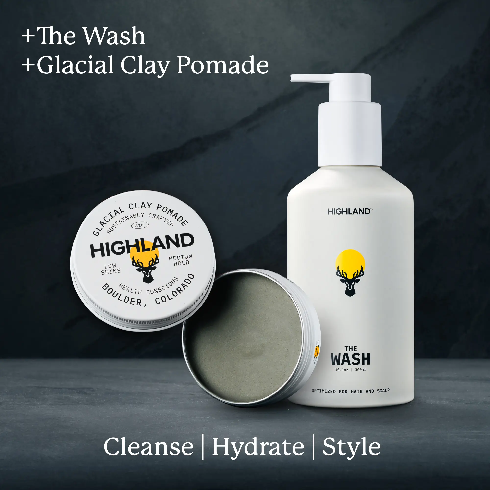 The Cleanse & Pomade Style Bundle | Award-Winning, Health Boosting, Texturizing Cleansing, Strengthening, Nourishing. For All Hair Types & Genders.