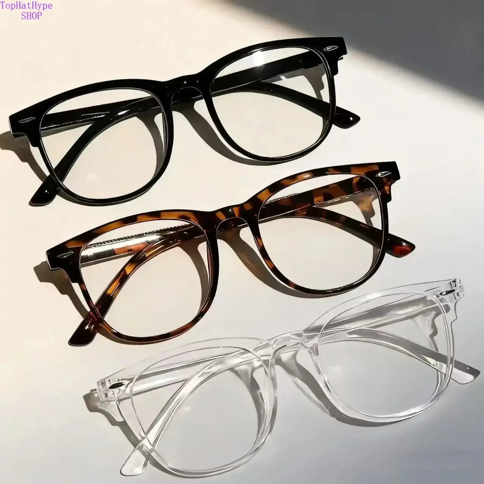 3-Pack Retro Full-Rim Blue Light Glasses - Lightweight Vintage Frames, Trendy Daily Eyewear for Summer Outdoor Use, Clear-Tint Old-Fashioned Bezel Crystal-Clear Non-Prescription Blue Light Glasses, Blue Lights Glasses, Clear-Tint Non-Prescription Glasses