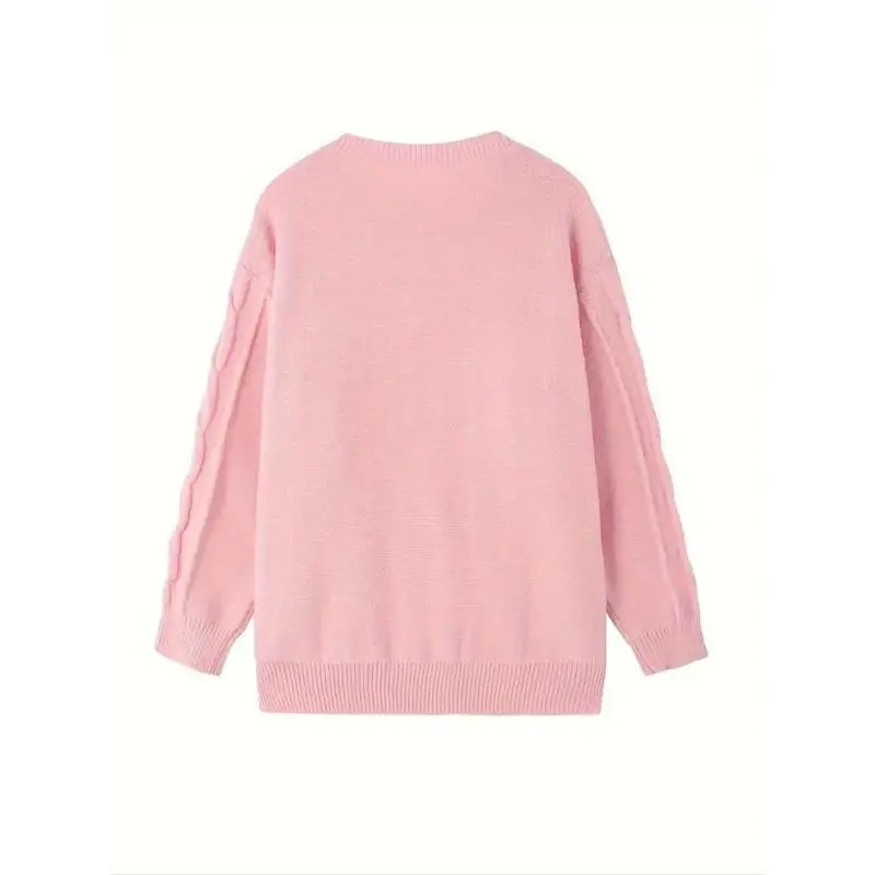 Plus Size Elegant Loose Round Neck Twist Knit Long Sleeve Sweater, Women's Casual Fall & Winter Fashion Pullover Plus Size Elegant Loose Round Neck Twist Knit Long Sleeve Sweater, Women's Casual Fall & Winter Fashion Pullover