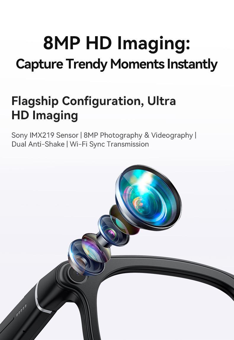 G1 AI Smart Glasses with Charging Case, 8MP HD Camera Glasses for Men Women, 1200P Video Recording, Open-Ear Bluetooth Glasses for Audio with AI Translation/Voice Control