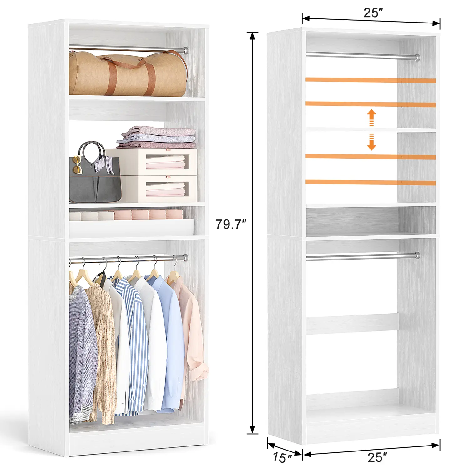 Closet System with 2 Hanging Rods