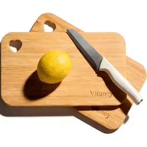 2pcs Small Bamboo Cutting Boards for Kitchen with Hanging Hole – Mini Wood Cutting Board for Vegetables, Fruit, Bread, Meat