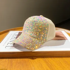2026 hot-selling summer mesh sequined hat women's breathable sunscreen visor travel fashion versatile baseball cap cap cap (Mother's Day gift)