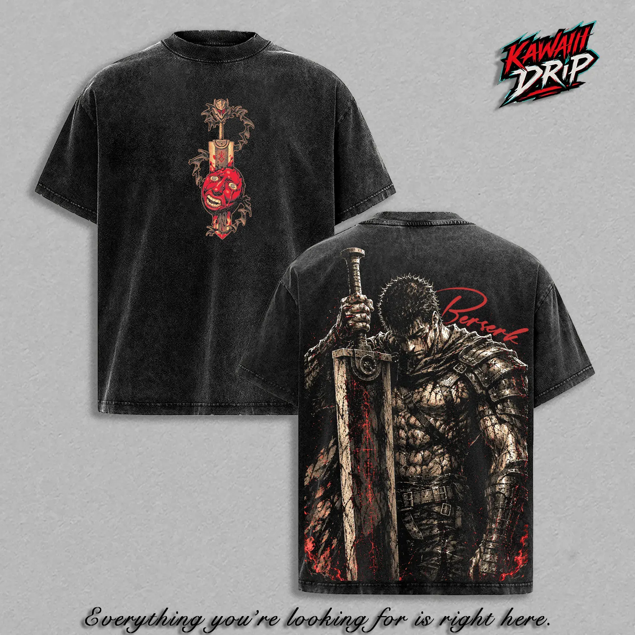 Guts Berserk Shirt | Vintage Washed Graphic Tee | Heavyweight Cotton Streetwear Top | Oversized Dark Fantasy Anime Tee | Cool Gift for Anime Fans 2026