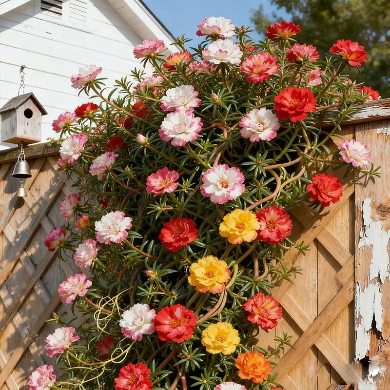 Moss Rose Flower Seeds - Bulk 80 Non-GMO Mixed Colors, Large Blooms, Easy-to-Grow for Beginners, Full Sun, Pollinator Attracting Outdoor Garden Plant Seeds for Garden Beds, 80 Seeds
