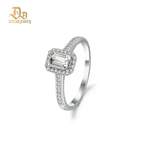Delzzad 2ct Octagon Halo Ring Synthetic Moissanite Ring S925 Band Christmas Gift