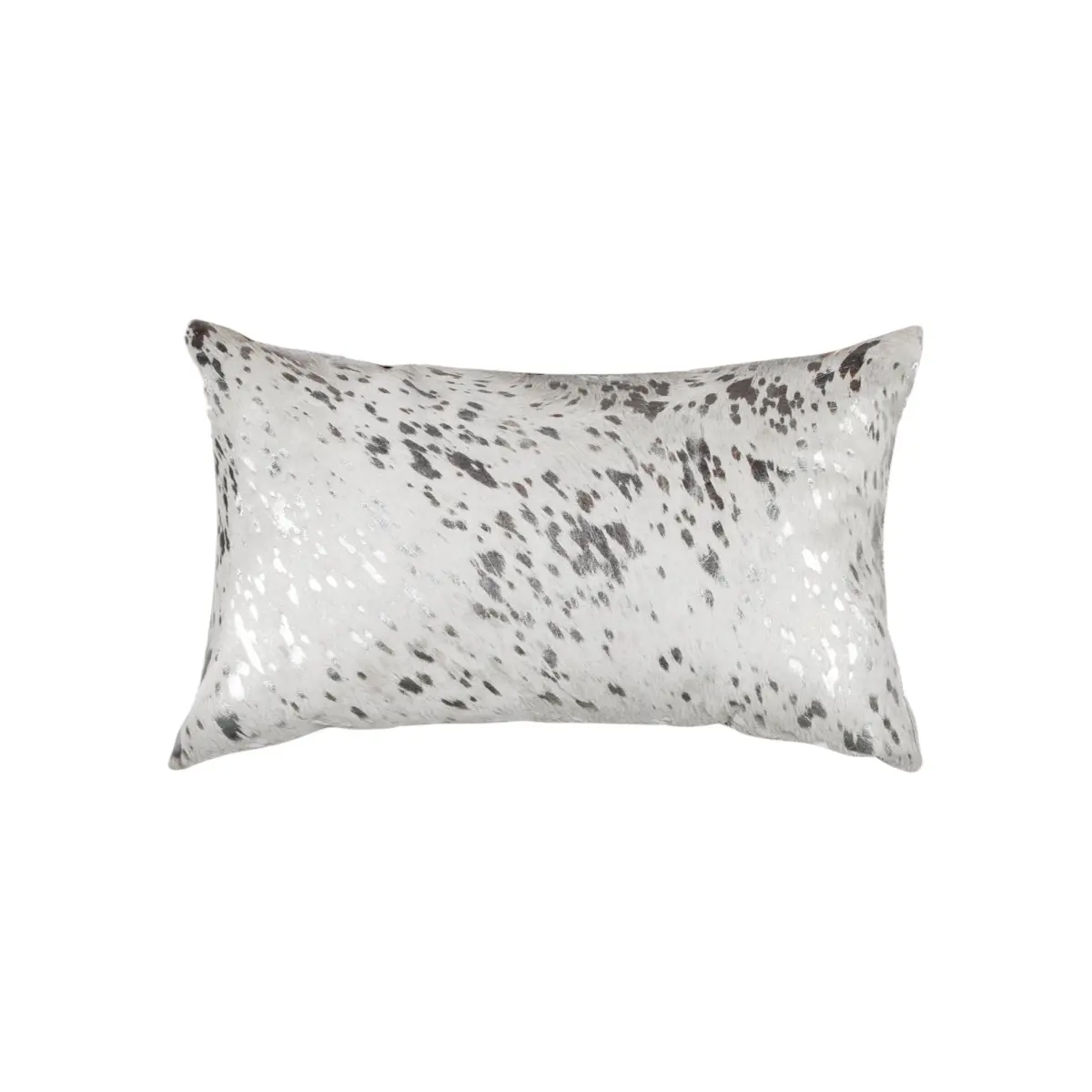 HomeRoots 544644 12x20 in. Gray & Silver Abstract Cowhide Home Decorative Cushions, Lumbar Cushions with Glitter - Set of 2, Home Decorative Cushion, Lumbar Cushion