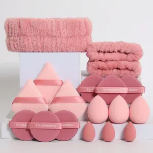 Cute Heart Shaped Makeup Sponge Set, Non Slip Facial Wash Headband & Makeup Sponge & Powder Puff & Makeup Brush, Beauty Tools Kit for Girls, Beauty Sponges, Makeup Puffs