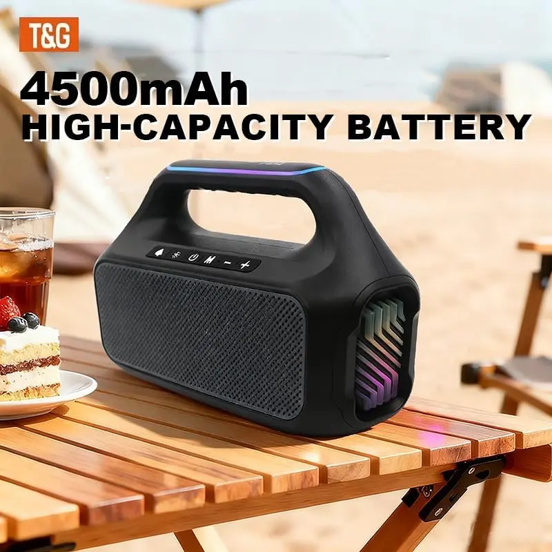 T&G TG469 Ourdoor Speaker , 30W Max Loud Portable Speaker, 20H Playtime, Speakers with RGB Lights, EQ, USB, Wireless for Home,Gift for Adults Men Teen Boys Audio