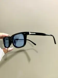 Rectangular Narrow Frame Glasses, Retro Fashion Trend Decorative Eyeglasses for Men and Women, Novelty Metal Hinges