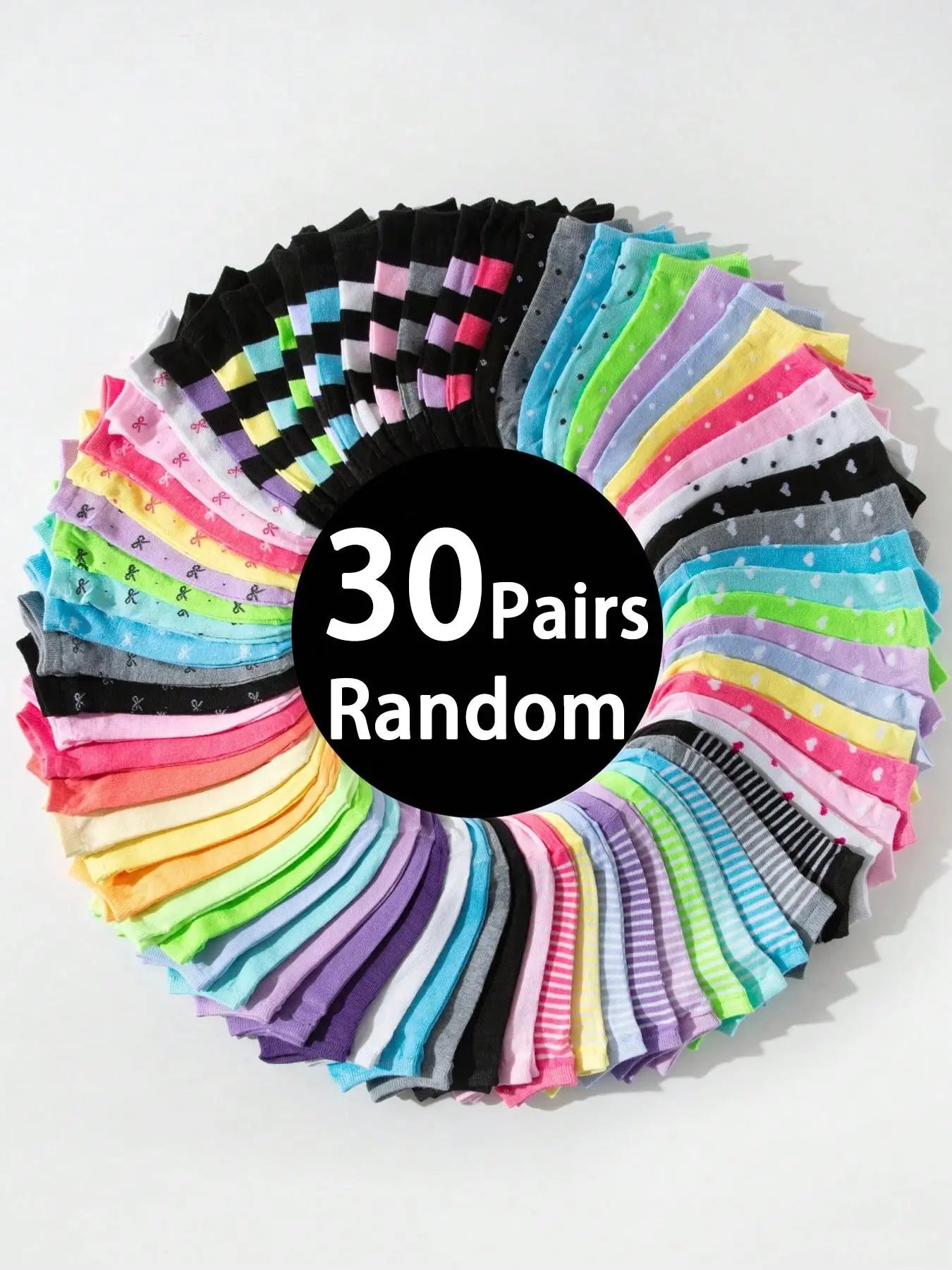 Random Color Basic Women's Ankle Socks, Casual Comfortable Breathable Socks for Daily Wear, Minimalist Multipack Knit Socks for Women & Girls