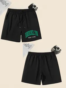 Men's Plus Size Casual Letter Print Shorts, Loose Fit Comfortable Summer Wear, Relaxed Style for Daily Use