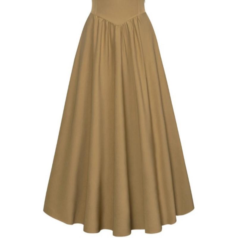 OK LADY Size Chart 2025 New European And American AliExpress Amazon EBay Best Selling Women's Pocket Elastic High Waist Bandage Long Skirt Casual Fabric White Bottoms Womenswear Polyester