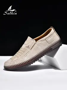 Salkin Men's Fashion Flat Loafers, Slip-On Casual Shoes, Comfortable and Stylish Rubber Footwear, Perfect for Daily Wear, Trendy and Versatile Design