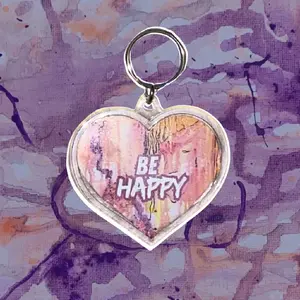 Heart Keychain W/QR Code To Positivity Playlist